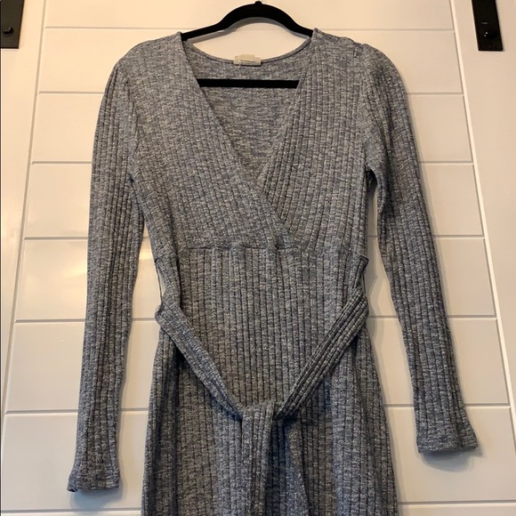 Navy/white midi maternity dress with tie belt - Picture 2 of 4